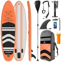LifeGoods PaddlePro SUP Board, aufblasbares Stand-Up-Paddle-Board, komplettes Set 320x81 cm, 150 kg, Orange – Paddel Board mit Rucksack, für Einsteiger und Fortgeschrittene