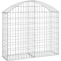 vidaXL Gabione mit Hochbogen 100x30x80/100 cm Verzinktes Eisen