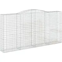 vidaXL Gabione mit Hochbogen 400x50x200/220 cm Verzinktes Eisen