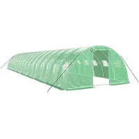 vidaXL Gewächshaus mit Stahlrahmen Grün 64 m² 16x4x2 m