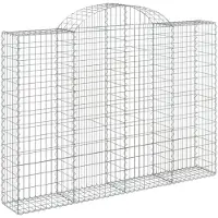 vidaXL Gabione mit Hochbogen 200x30x140/160 cm Verzinktes Eisen