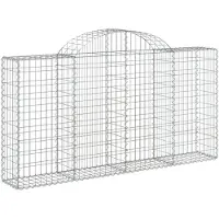 vidaXL Gabione mit Hochbogen 200x30x100/120 cm Verzinktes Eisen