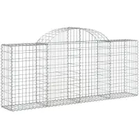 vidaXL Gabione mit Hochbogen 200x30x80/100 cm Verzinktes Eisen