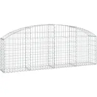 vidaXL Gabione mit Hochbogen 200x30x60/80 cm Verzinktes Eisen