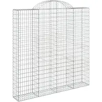 vidaXL Gabione mit Hochbogen 200x30x200/220 cm Verzinktes Eisen