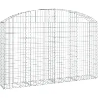 vidaXL Gabione mit Hochbogen 200x30x120/140 cm Verzinktes Eisen