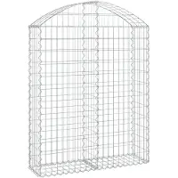 vidaXL Gabione mit Hochbogen 100x30x120/140 cm Verzinktes Eisen