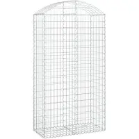 vidaXL Gabione mit Hochbogen 100x50x180/200 cm Verzinktes Eisen