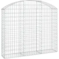 vidaXL Gabione mit Hochbogen 150x30x120/140 cm Verzinktes Eisen