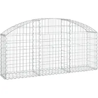 vidaXL Gabione mit Hochbogen 150x30x60/80 cm Verzinktes Eisen