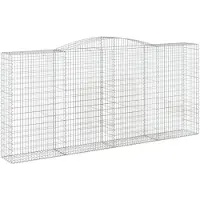 vidaXL Gabione mit Hochbogen 400x50x180/200 cm Verzinktes Eisen
