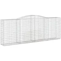 vidaXL Gabione mit Hochbogen 400x50x140/160 cm Verzinktes Eisen