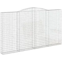 vidaXL Gabione mit Hochbogen 400x30x220/240 cm Verzinktes Eisen