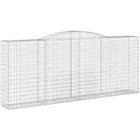 vidaXL Gabione mit Hochbogen 400x50x160/180 cm Verzinktes Eisen