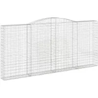 vidaXL Gabione mit Hochbogen 400x30x180/200 cm Verzinktes Eisen