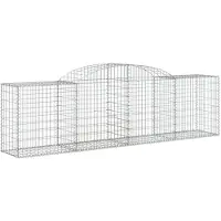 vidaXL Gabione mit Hochbogen 300x50x80/100 cm Verzinktes Eisen