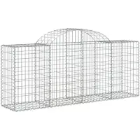 vidaXL Gabione mit Hochbogen 200x50x80/100 cm Verzinktes Eisen