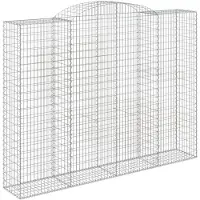 vidaXL Gabione mit Hochbogen 300x50x220/240 cm Verzinktes Eisen