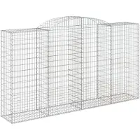vidaXL Gabione mit Hochbogen 300x50x160/180 cm Verzinktes Eisen