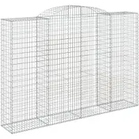 vidaXL Gabione mit Hochbogen 300x50x200/220 cm Verzinktes Eisen