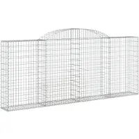 vidaXL Gabione mit Hochbogen 300x30x120/140 cm Verzinktes Eisen