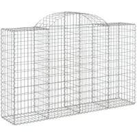 vidaXL Gabione mit Hochbogen 200x50x120/140 cm Verzinktes Eisen