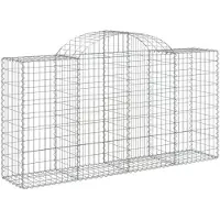 vidaXL Gabione mit Hochbogen 200x50x100/120 cm Verzinktes Eisen