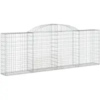 vidaXL Gabione mit Hochbogen 300x30x100/120 cm Verzinktes Eisen