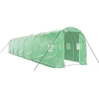 vidaXL Gewächshaus mit Stahlrahmen Grün 24 m² 12x2x2 m