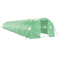 vidaXL Gewächshaus mit Stahlrahmen Grün 54 m² 18x3x2 m