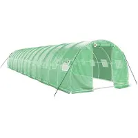 vidaXL Gewächshaus mit Stahlrahmen Grün 42 m² 14x3x2 m