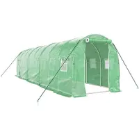 vidaXL Gewächshaus mit Stahlrahmen Grün 16 m² 8x2x2 m