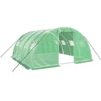 vidaXL Gewächshaus mit Stahlrahmen Grün 16 m² 4x4x2 m