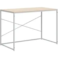 vidaXL Computertisch Weiß und Eiche-Optik 110x60x70 cm Holzwerkstoff