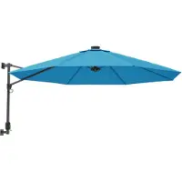 vidaXL Wand-Sonnenschirm mit LEDs Meerblau 290 cm