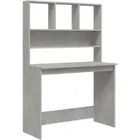 vidaXL Schreibtisch mit Regal Betongrau 102x45x148 cm Holzwerkstoff