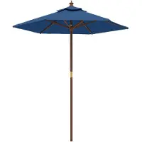 vidaXL Sonnenschirm mit Holzmast Azurblau 196x231 cm