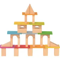 Goki 58736 Bausteine und lasierte Holzkarten 100 Teile, Holz, bunt (1 Set)