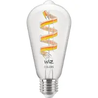 WiZ Connected Filament-Lampe, transparent, 40 W ST64 E27, Intelligentes Leuchtmittel, Wi-Fi/Bluetooth, Transparent, Wi-Fi 4 (802.11n), 802.11b, 802.11g, LED, E27