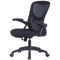 ByLiving Bürostuhl FLEX / Kunststoff schwarz, Netzstoff schwarz / Wippmechanik / Armlehne klappbar / Lordoseneinstellung / B 62, H 95-103, T 58,5 cm