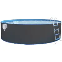 Steinbach Stahlwand Swimming Pool Set "Nuovo rund" anthrazit Ø 450 x 120