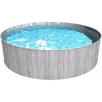 Steinbach , Stahlwand Swimming Pool "New Splasher Secure" (Retoure), dunkelgraue Holzoptik, Ø 350 x 90 cm