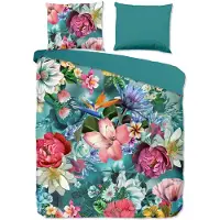 Muller Textil Good Morning Bettwäsche "Tiandra" - Blau - (200x220 cm) - 100 % Baumwolle
