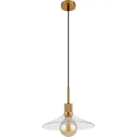 Globo Lighting Hängeleuchte Metall messingfarben, matt, Glas klar, Kabel PVC Schwarz, ø: 280mm, H: 1200mm, exkl. 1x E27 60W 230V