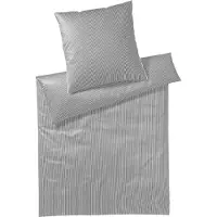 Elegante Mako-Satin Bettwäsche Hamburger Streifen Kissenbezug einzeln 80x80 cm grau