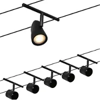 Paulmann Seilsystem Basisset Cup in Schwarz-matt und Chrom GU5,3 5-flammig