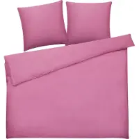 Beliani Bettwäsche Set Rosa einfarbig Baumwolle 3-teilig Komfortgröße für Doppelbett 220x240 cm 2 Kopfkissenbezüge und Deckenbezug mit Knopfverschluss
