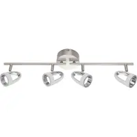 Globo Lighting LED Strahler Metall Nickel matt, verchromt, Kunststoff satiniert, beweglich, LxBxH: 630x100x170mm, inkl. 4x LED 5W 230V, 400lm Source, 310lm Output, 3000K