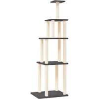 vidaXL Kratzbaum mit Sisal-Kratzsäulen Dunkelgrau 183 cm