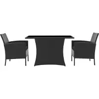 Möbilia Garten Sitzgruppe 3-tlg | 2 Sessel inkl. Sitzkissen, 1 Tisch | Polyrattan | schwarz | 10020012 | Serie GARTEN